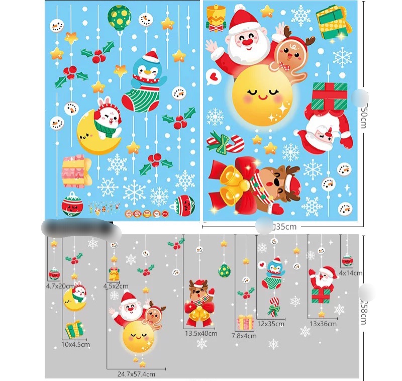 Decal Dán Kính Trang Trí Noel Hít Tĩnh Điện ( ko cần keo ) AMJ050