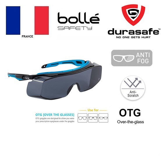 Kính BOLLE TRYOTGPSF Tryon OTG Smoke, tròng đen khói phủ Platinum Bạch Kim, chống trầy xước, chống đọng sương