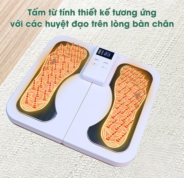 Thảm massage chân thư giãn trị liệu nhức mỏi chân,máy mát xa công nghệ xung điện màn hình kỹ thuật số, pin sạc