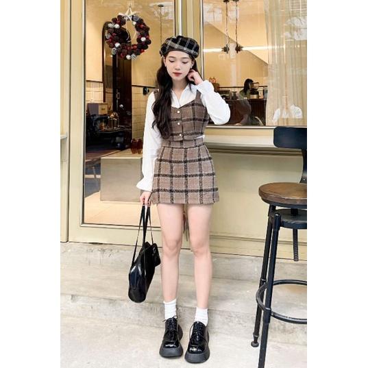 SET 3 MÓN BỐ: SƠ MI TRẮNG + GILE NGOÀI + CHÂN VÁY