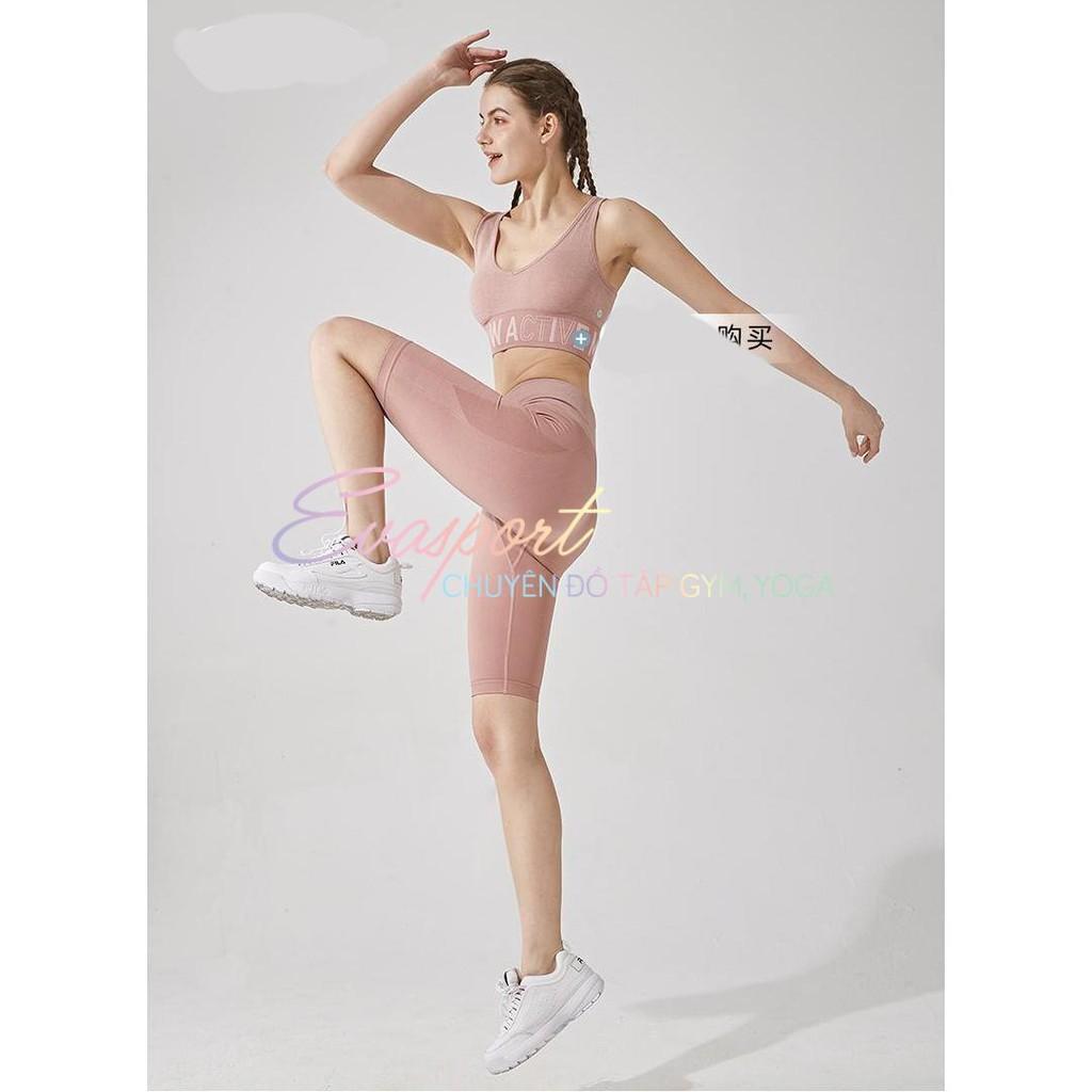 Set đồ tập gym ACTIVE tập yoga,aerobic nữ EVA Sport vải dệt kim ,co giãn tốt, mặc ôm dáng, nâng mông, tôn vòng 3