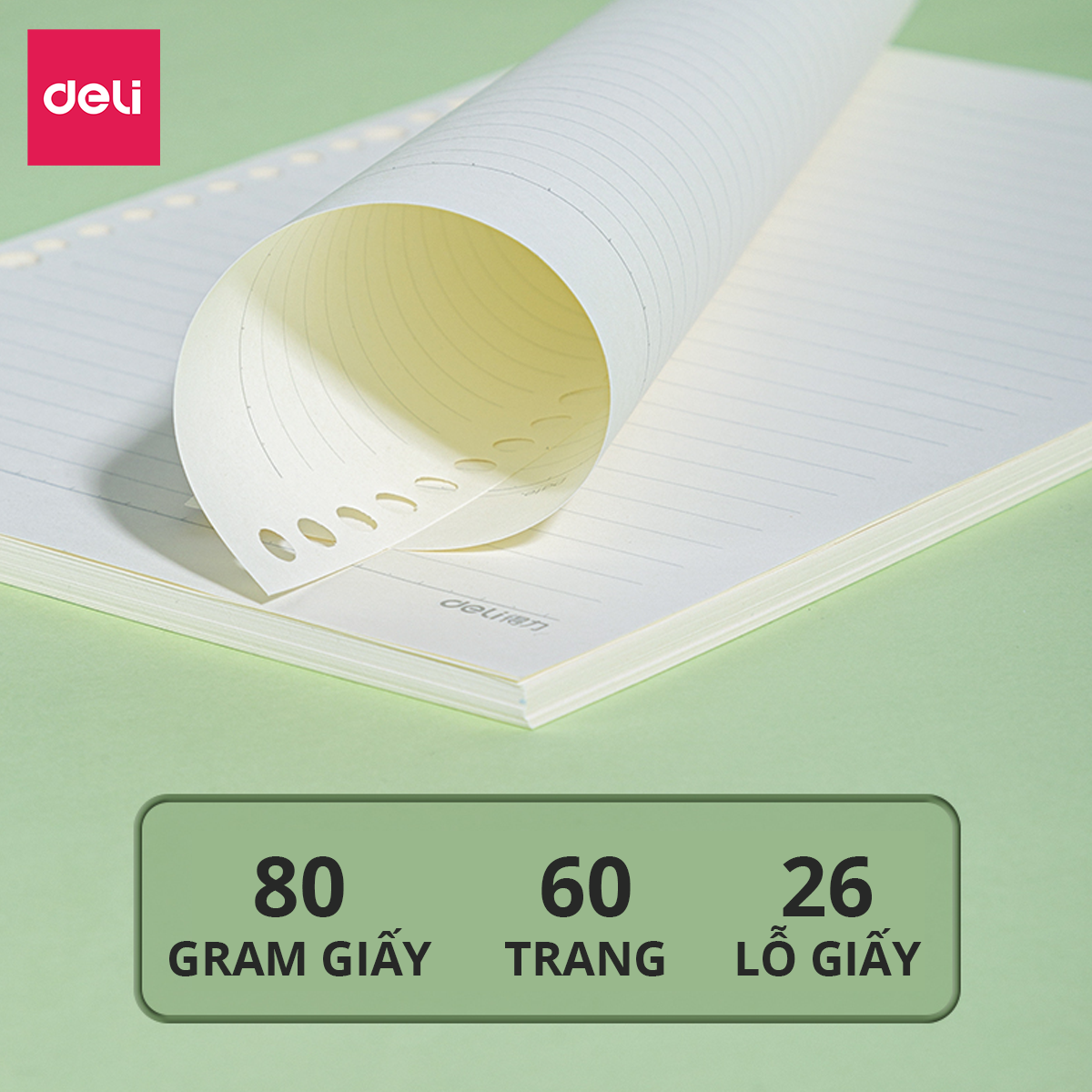 Sổ Tay A5 Deli - Bìa Cứng - Có Thể Thay Lõi Sổ - Lõi Ô Vuông/Kẻ Ngang -HA560/NA560