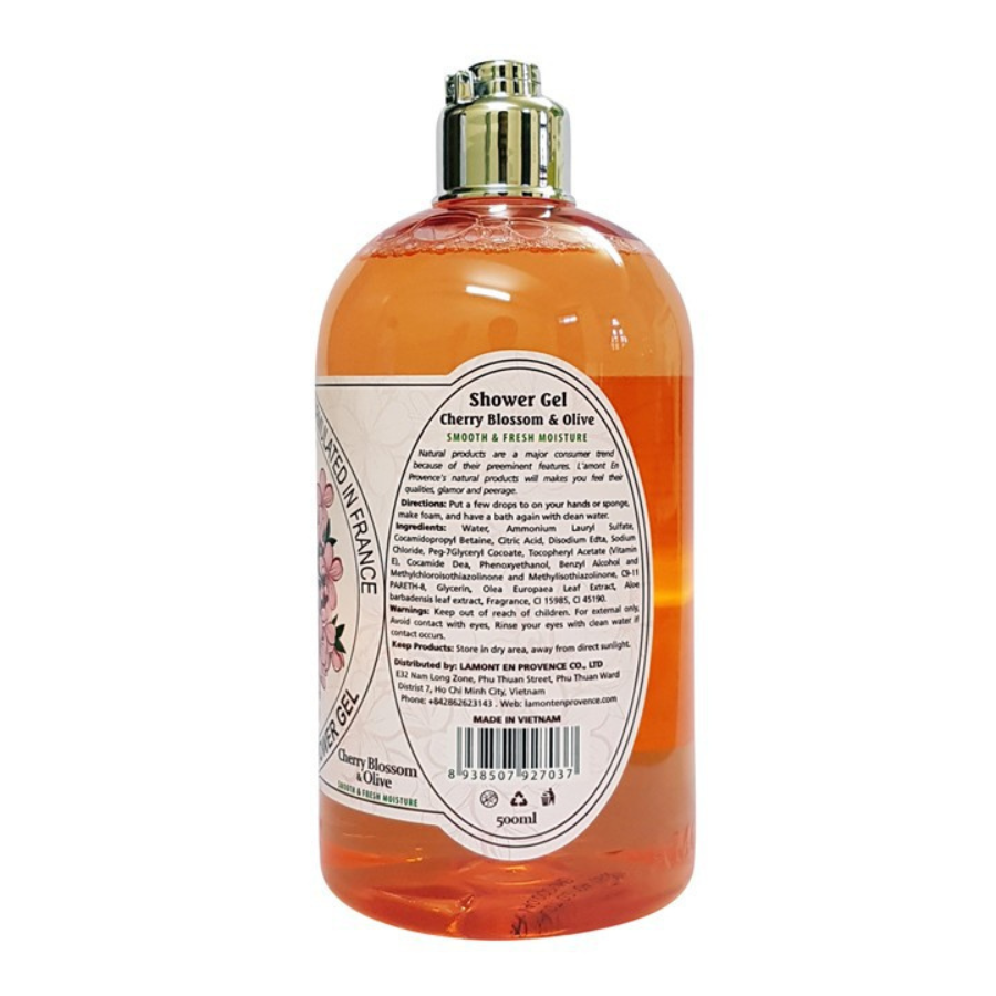 Combo Sữa Tắm L'amont En Provence Cherry Blossom Shower Gel Hương Hoa Anh Đào + Olive & Honey Shower Gel (500ml / Chai)