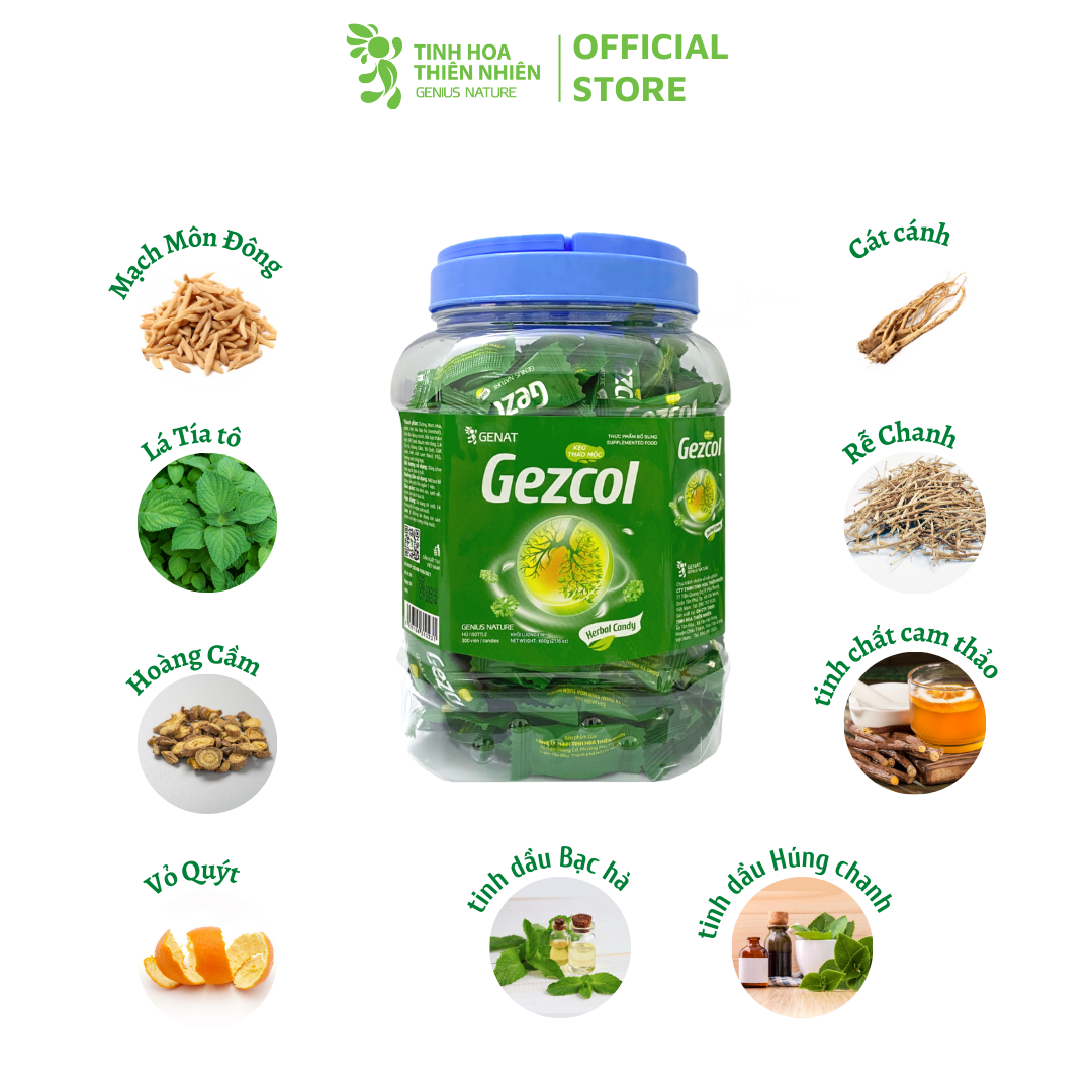 Kẹo thảo mộc Gezcol (Hủ 300 viên) - Genat - Giao 2H HCM