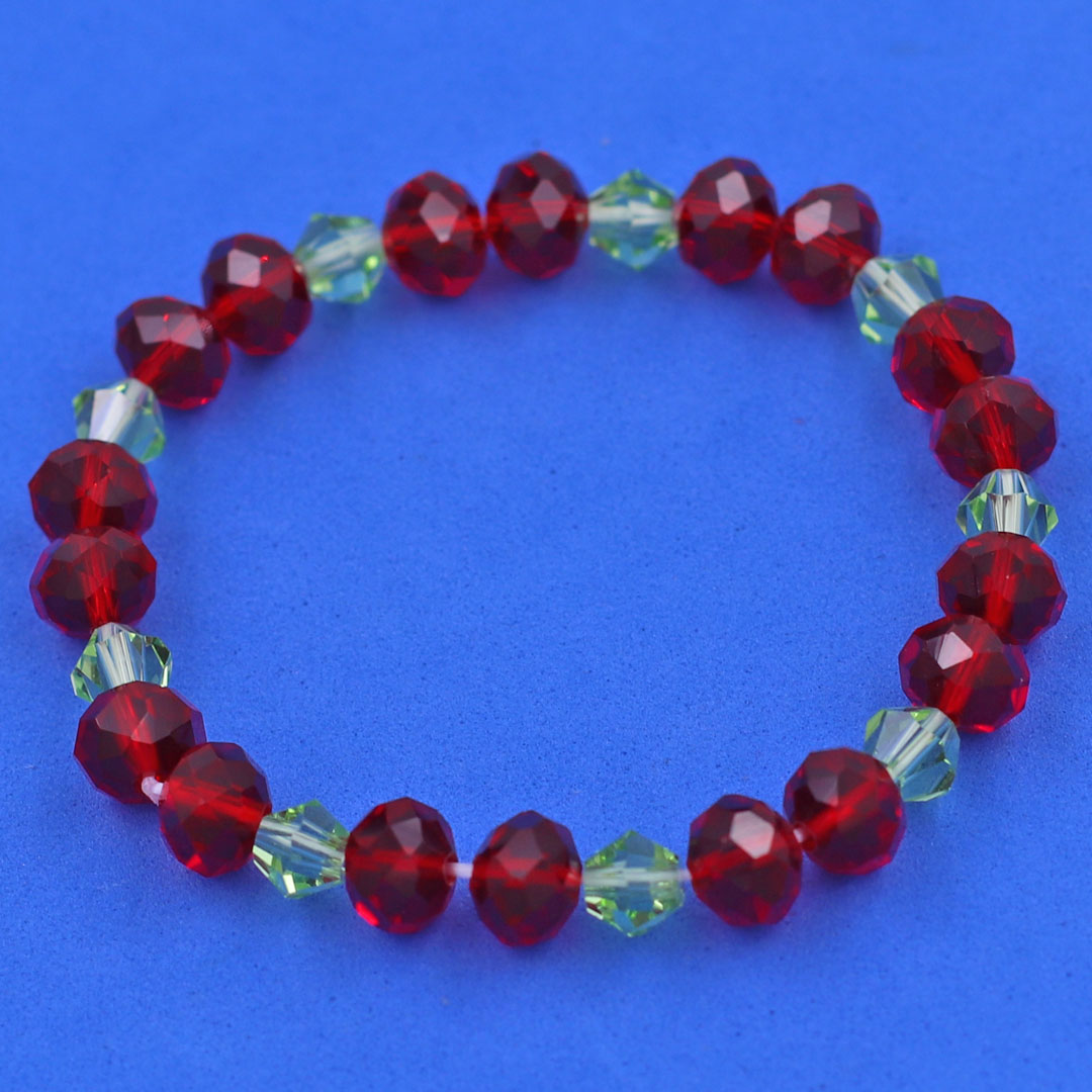 Vòng tay pha lê đỏ cắt giác 8 ly pha lê giác xanh CTFLOGHFLXLG8