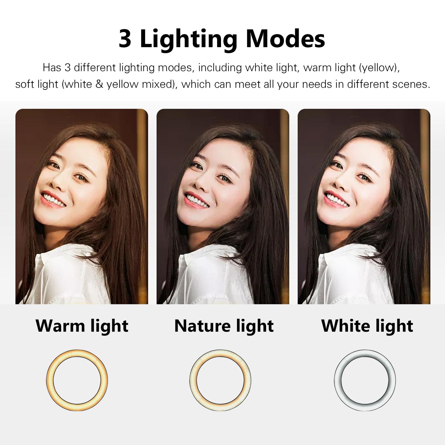 Bộ đèn vòng 10 inch / 26cm 3300K-5500K Đèn LED tự chụp có thể thay đổi 3 chế độ chiếu sáng + Chân máy bạch tuộc linh hoạt
