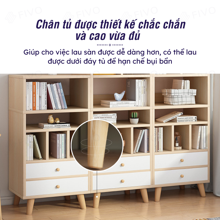 Tủ Đựng Sách Gỗ MDF FIVO FB61 Phong Cách Hàn Quốc - Hàng Chính Hãng