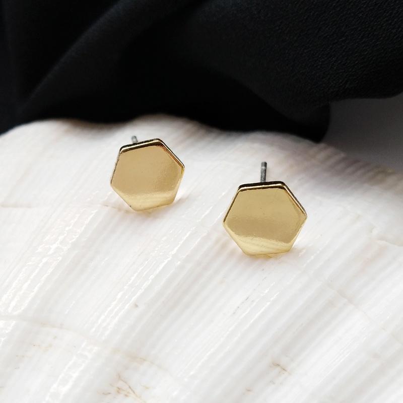 Bông tai nữ thiết kế hình học màu vàng màu đen cá tính phụ kiện trang sức