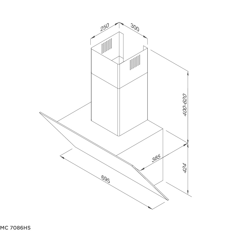 Máy hút khói khử mùi – áp tường dạng nghiêng MC 7086HS - Tặng Chảo không dính SA-02 + Bộ lót nồi (4 cái) MST-6667 - Hàng chính hãng