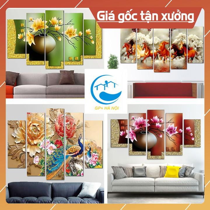 Tranh treo tường phòng khách 5 tấm/Gỗ MDF kích thước 0.9M x 1.5M