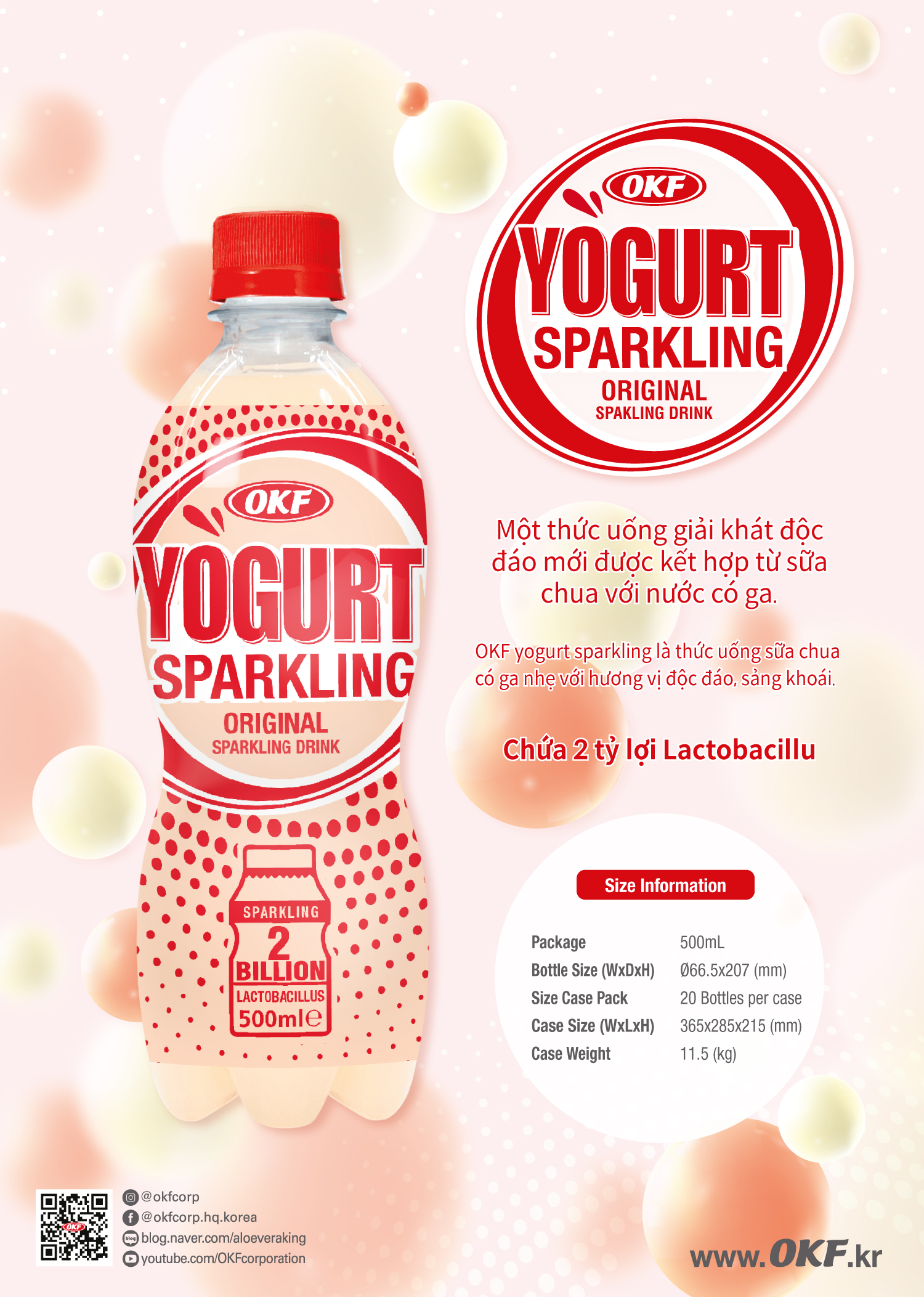 Yogurt Sparkling - Sữa chua có ga OKF 500ml