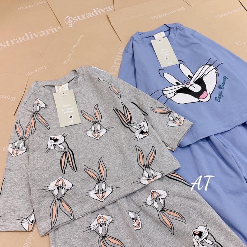 Set bộ thỏ xuất dư bé trai bé gái, bộ dài tay cotton thu đông trẻ em thấm hút mồ hôi tốt