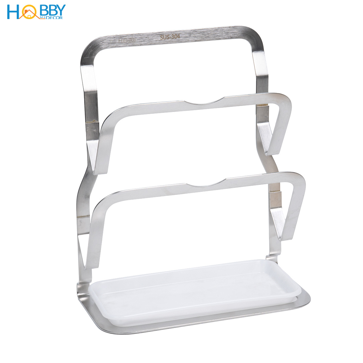 Giá treo nắp vung thớt 2 tầng inox 304 dán tường Hobby Home Decor TT13