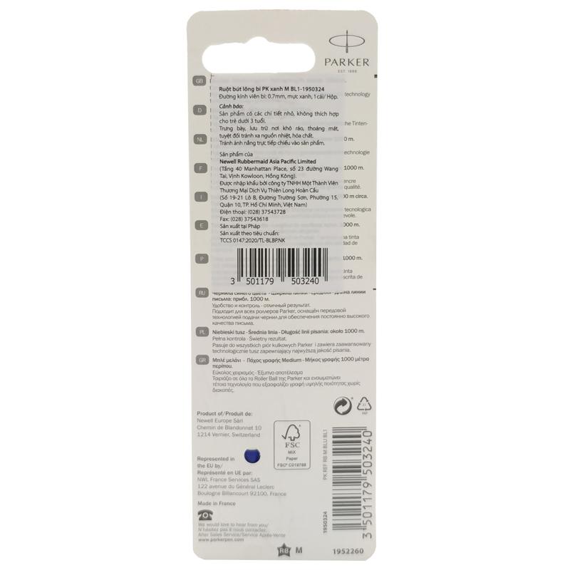 Ruột Bút Lông Bi Parker M BL1-1950324 - Mực Xanh