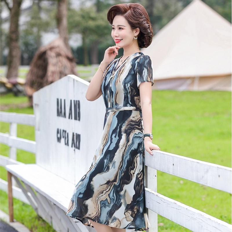 (HÀNG SẴN) Đầm Voan Hoa Trung Niên Quý Phái VH86 - Hàng Quảng Châu Cao Cấp