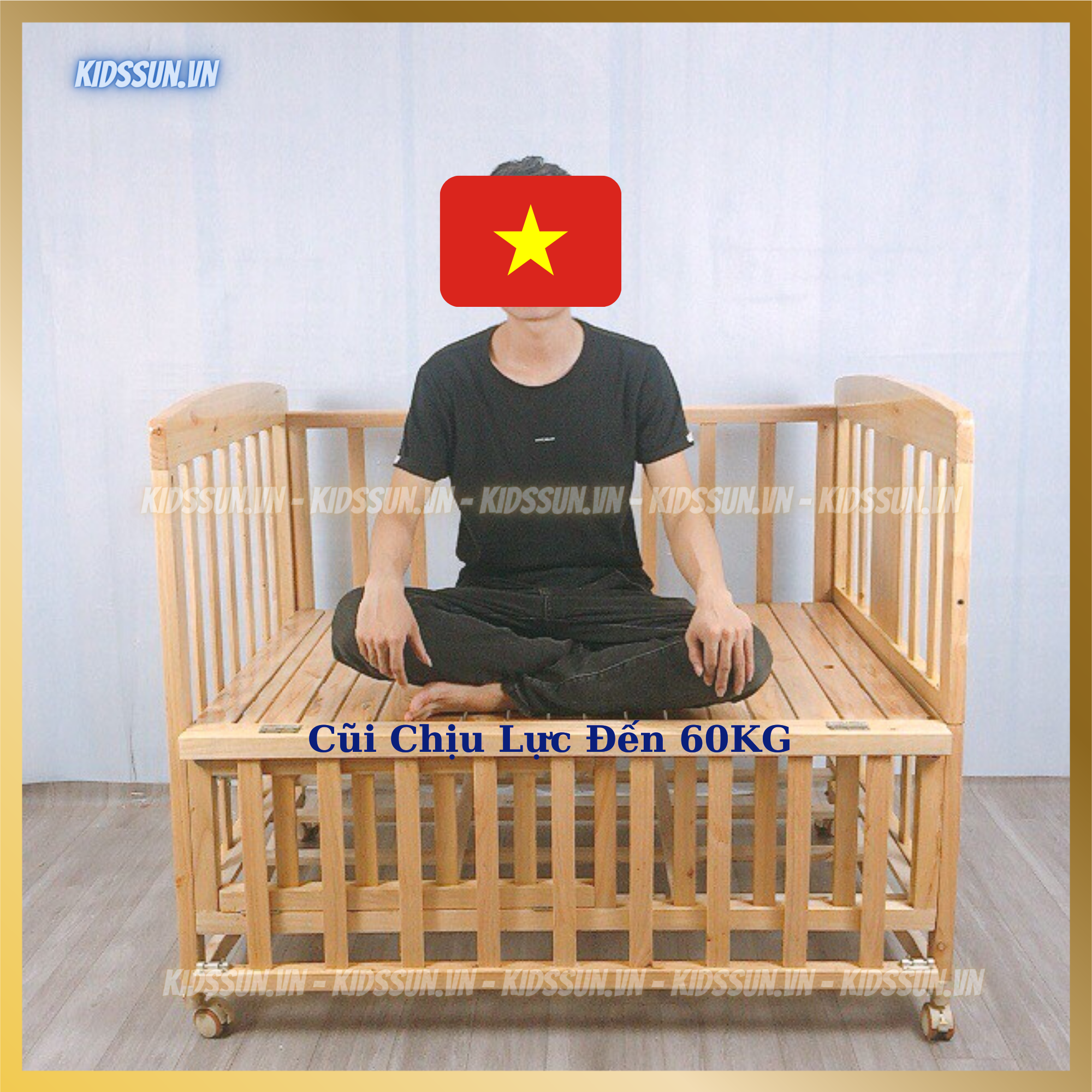 Nôi Cũi Cho Bé - Giường Cũi Gỗ Quế Đa Năng Kéo Dài Đến 1m6 - Chịu Lực Đến 100KG - Kích Thước Chuẩn - Đầy Đủ Phụ Kiện Giường Cũi Cho Bé