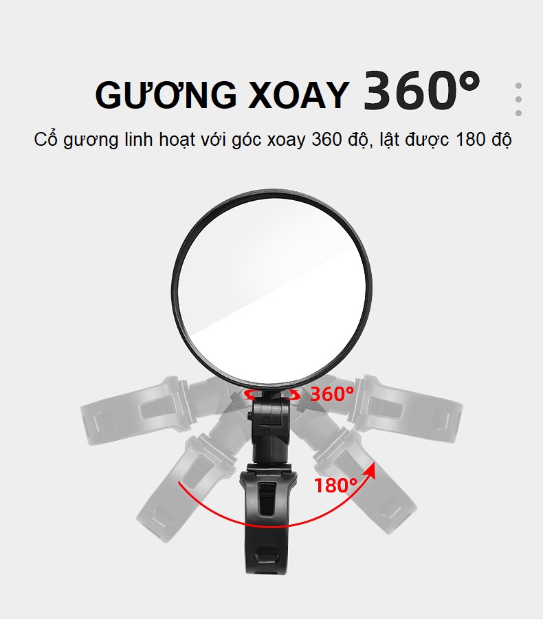 Gương xe đạp chiếu hậu tròn dành cho Xe Đạp Thể Thao Địa Hình Xoay 360 Độ Giúp Đạp Xe An Toàn - 1 cặp - Size lớn/nhỏ lựa chọn