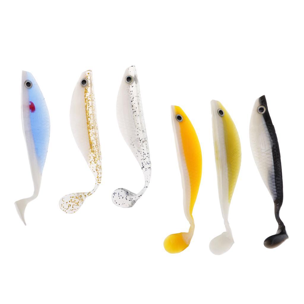 6pcs Soft Plastic Fishing Lure Bass Bait Artificial Bait Tackle 11.5cm/11g Made of high quality material durable to use