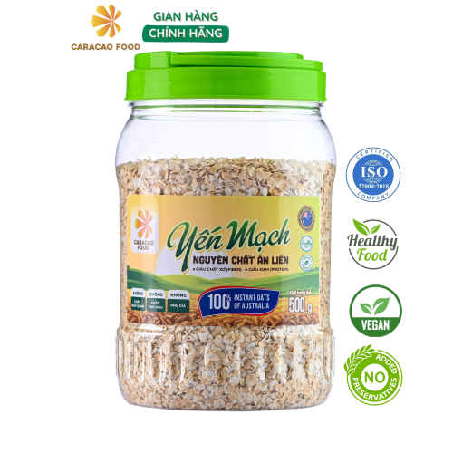 [GIÁ HỦY DIỆT -Date 3.2.2025] Yến mạch Úc Cán Vỡ nguyên chất Ăn liền - Hũ 500g, Eatclean, Ngũ Cốc Ăn Kiêng Giảm Cân, Tập Gym Bổ Sung Dinh Dưỡng - Caracao Food