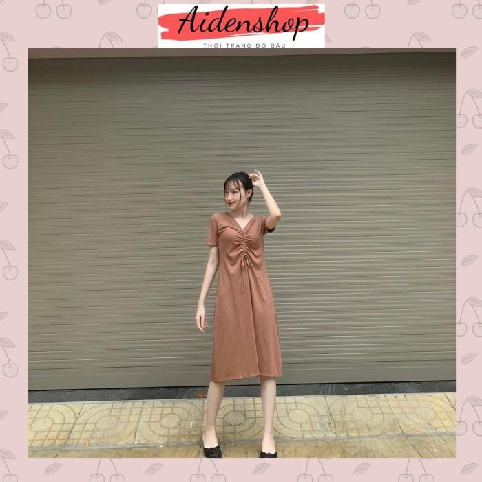 Váy suông bầu chất cotton thời trang cộc tay mùa hè