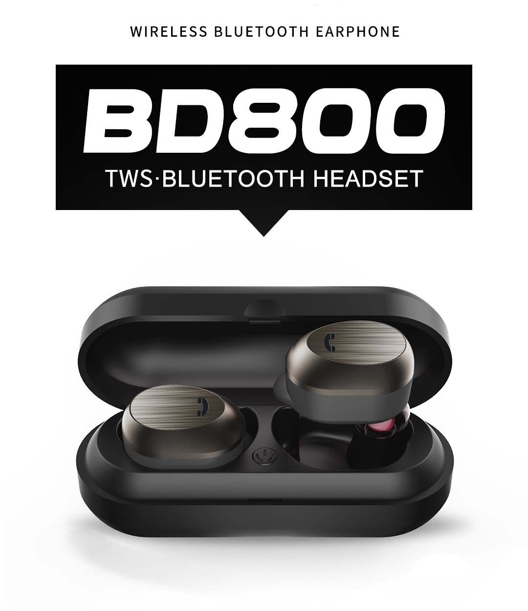 Tai nghe không dây hoàn toàn True wireless thiết kế cao cấp bluetooth 2 tai thông minh WK BD800 - Hàng nhập khẩu