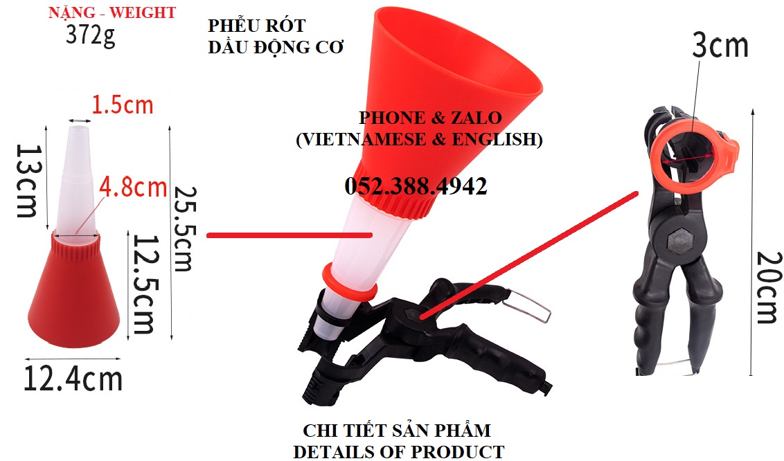 PHỄU CHÂM DẦU CHUYÊN NGHIỆP CHO ĐỘNG CƠ/ PROFESSIONAL OIL FUNNEL FOR ENGINE.