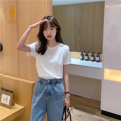 Áo Thun Phông Nữ TRAZ Basic Màu Trắng, Đen, Be, Co Giãn 4 Chiều Free Size, Oversize Form(Phom) Rộng, Suông