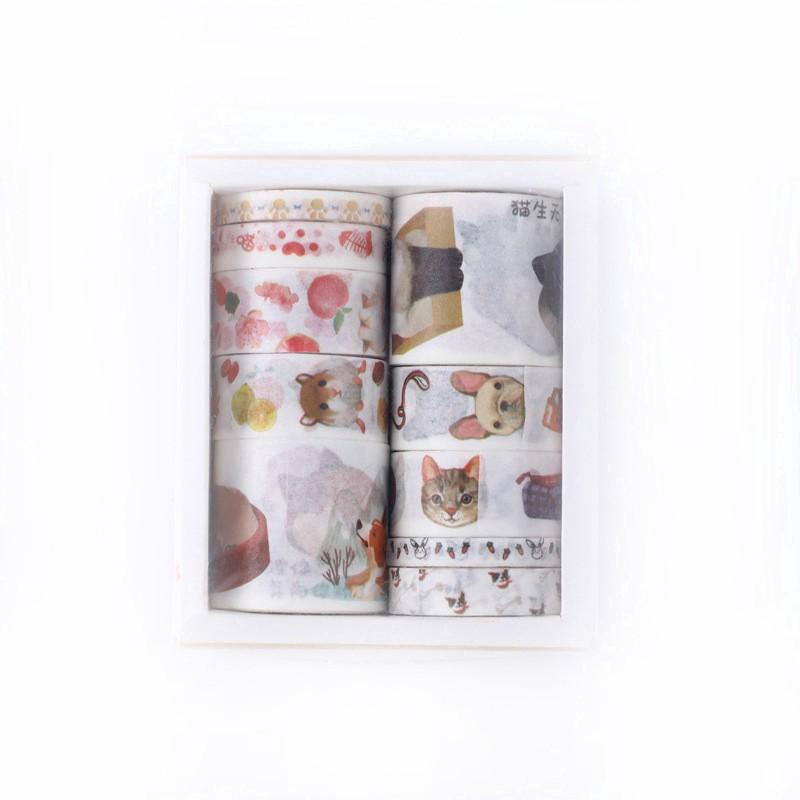 Set 10 cuộn băng dính trang trí nhiều size (Washi Tape