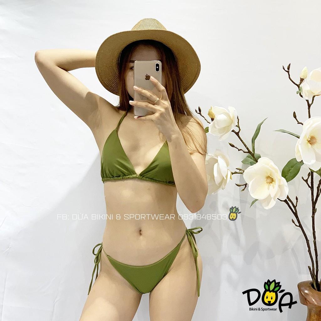 Bikini cặp đi biển sexy màu xanh rêu  ( có ảnh khách feeback)