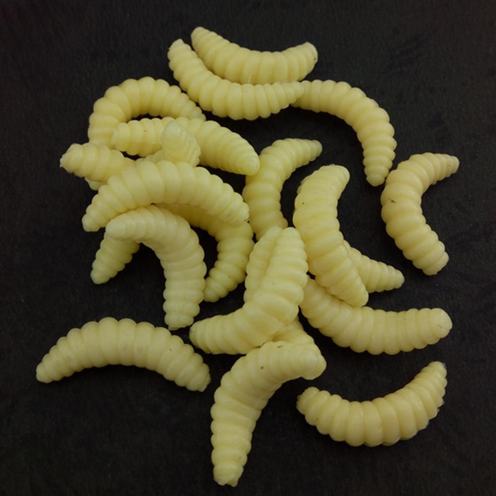 100pcs Worms Bait Soft Fishing Lure Maggots Bass Crankbait Tackle Wobbler