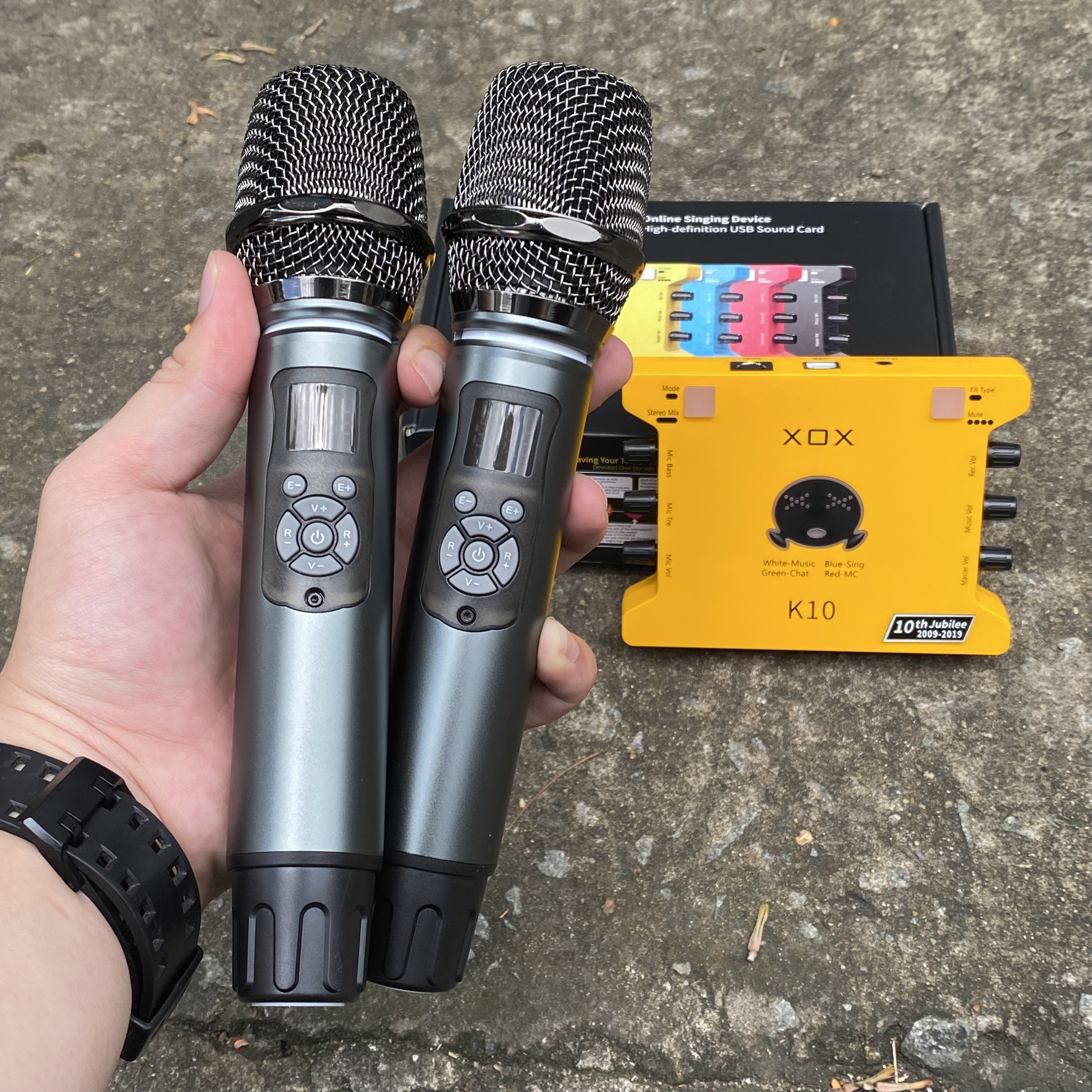 COMBO LIVE Sound card K10 phiên bản 10th jubilee - Soundcard nâng cấp mới nhất đến từ XOX - MIcro Đa Năng AK298