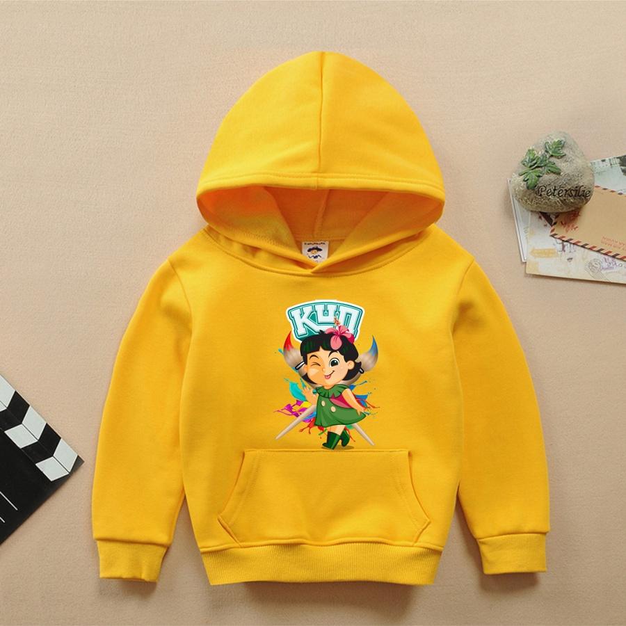 Áo khoác nỉ hoodie gia đình Kun chất nỉ bông màu vàng bé trai bé gái đều mê