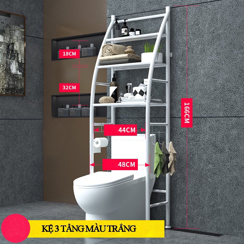 Kệ 3 Tầng Để Đồ Trên Toilet, Bồn Cầu Chắc Chắn