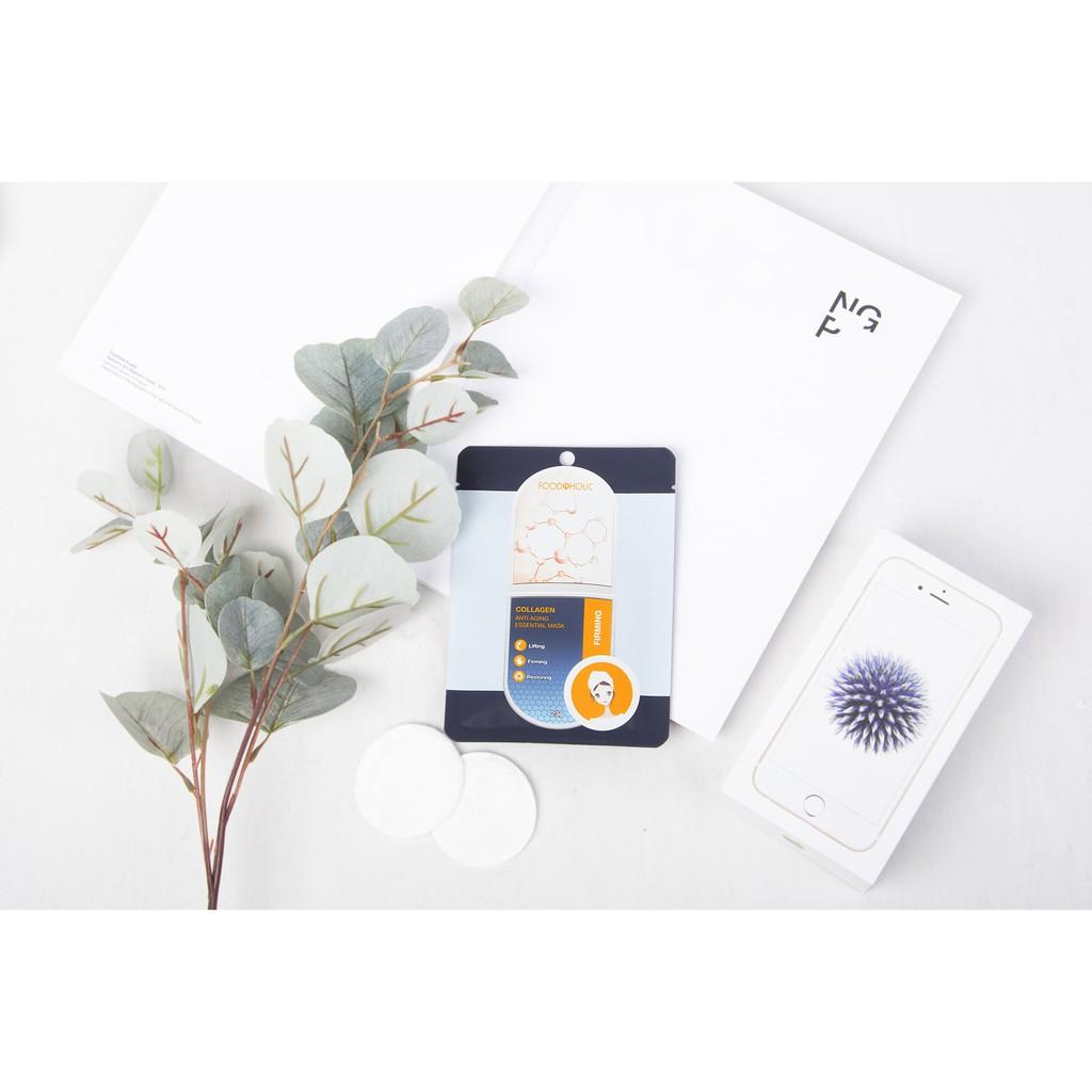 Combo 5 Mặt Nạ Chống Lão Hóa, Bổ Sung Collagen Mờ Nếp Nhăn Foodaholic Firm Collagen Anti Aging Essential Mask 23g x 5