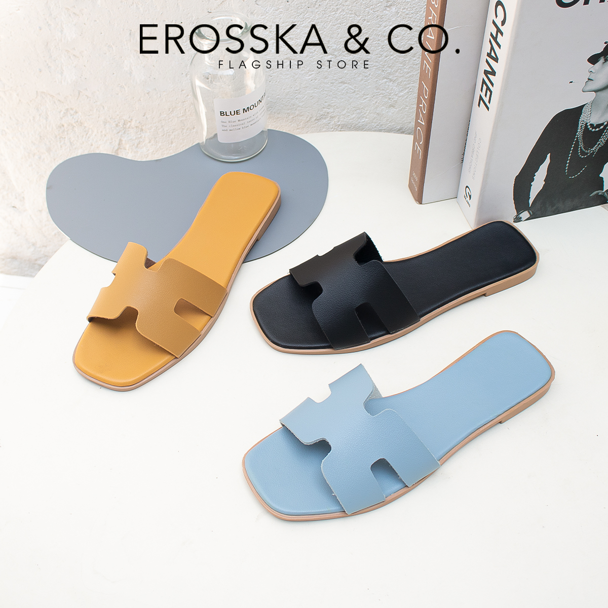 Dép nữ đế bệt thời trang Erosska quai chữ H DE036