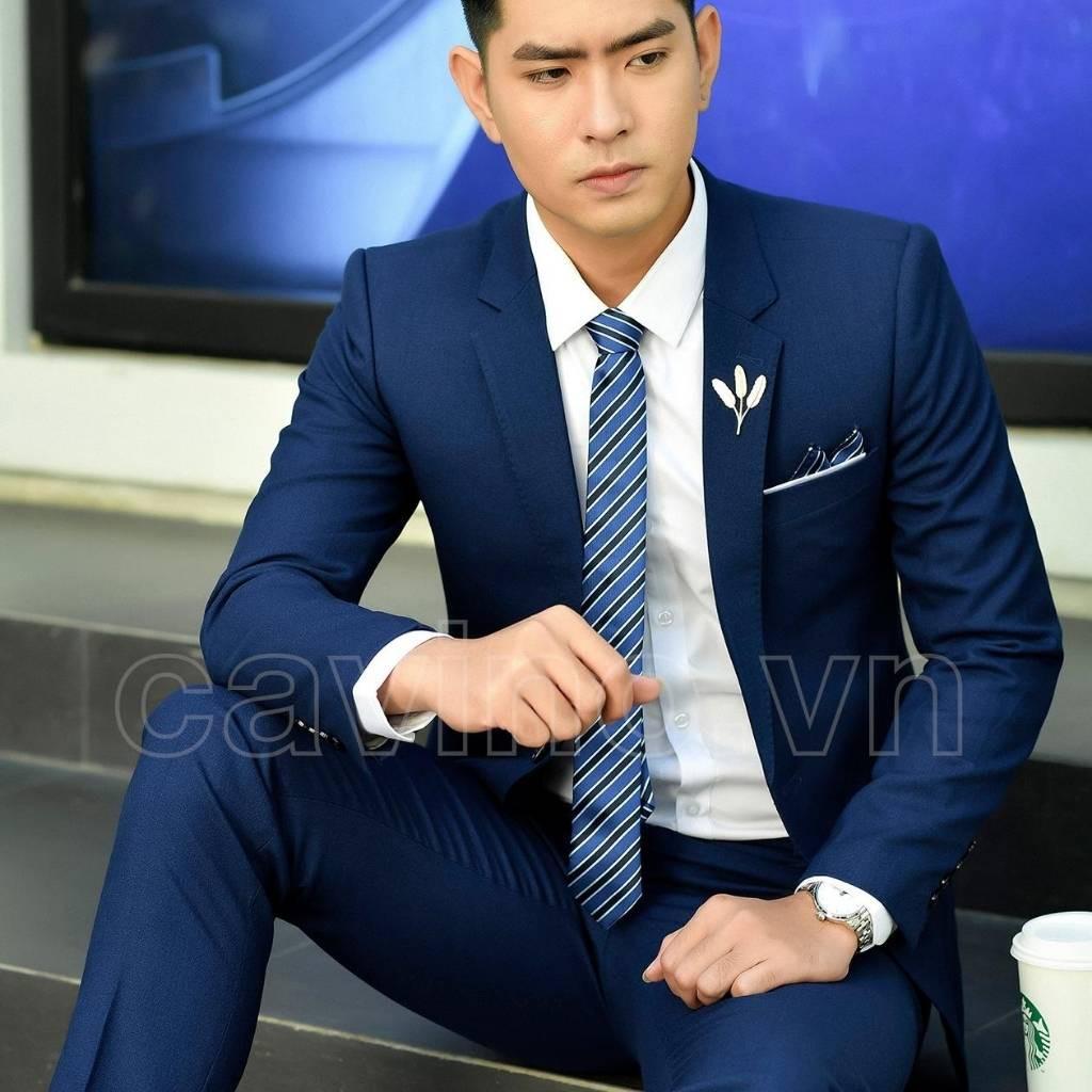 Bộ vest xanh coban cao cấp thời thượng CAVINO 819