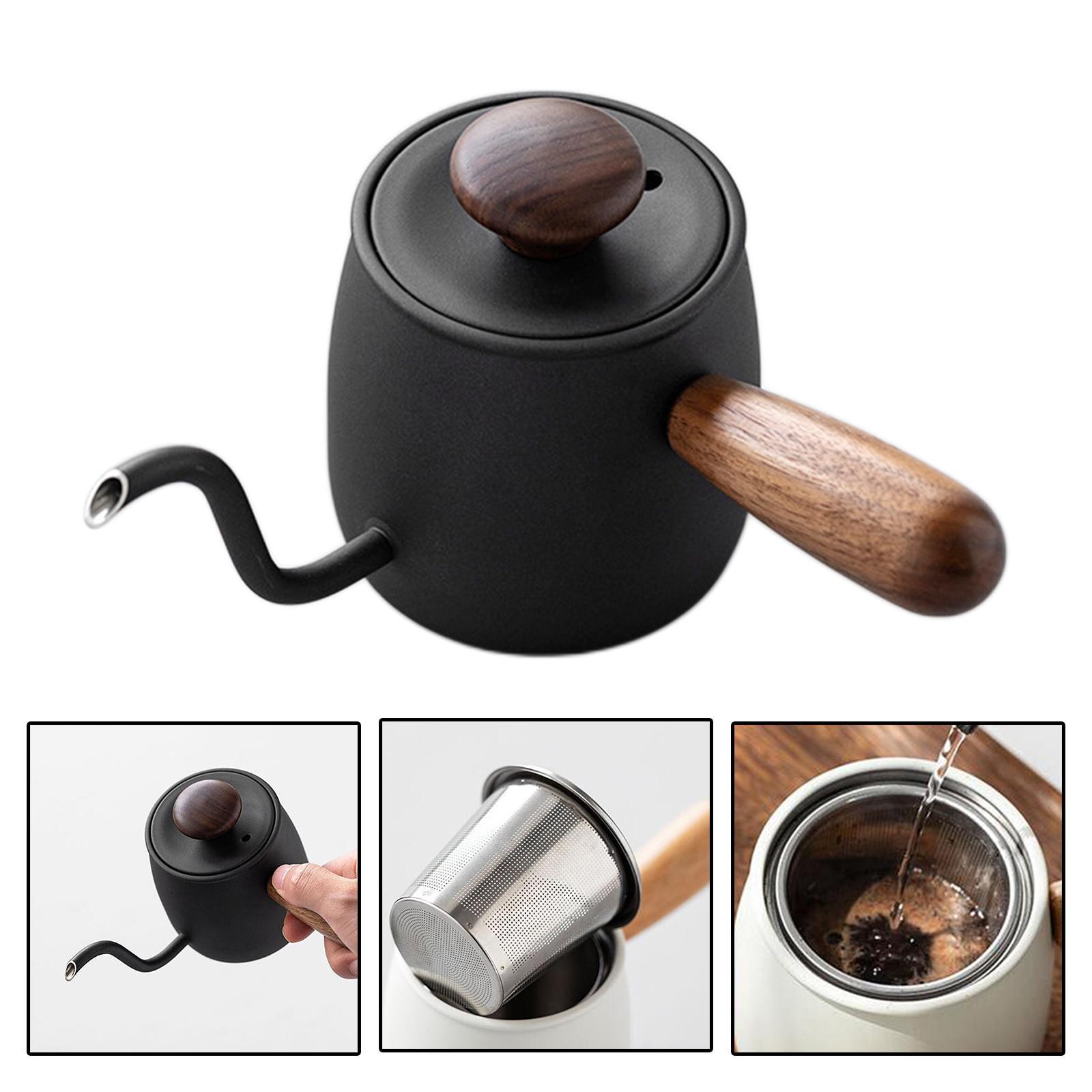 Long Narrow Stainless Steel Pour Over Kettle Black