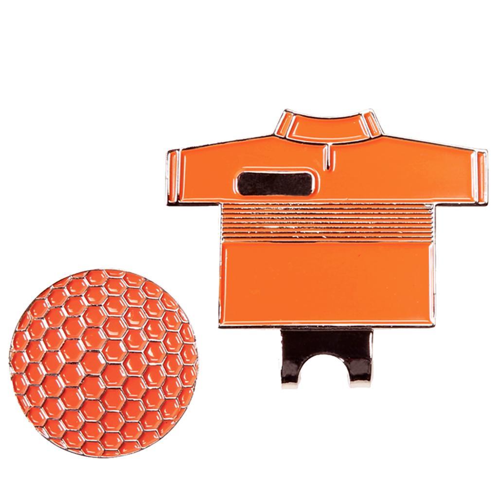 Golf Hat Clip with Detachable  Golf Ball Marker Shirt Design Orange