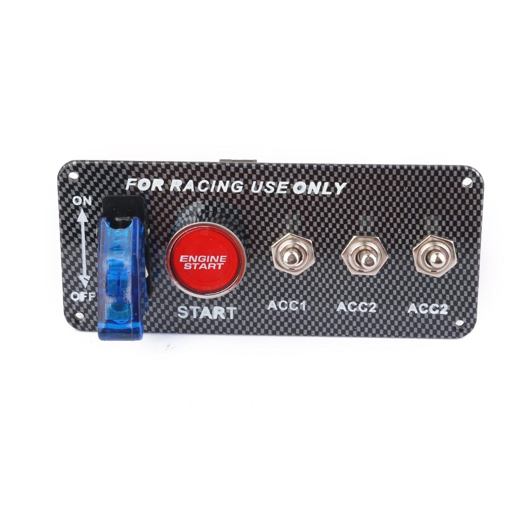 Blue LED 12V Race Car Toggle Ignition Switch Panel Start Button Cable