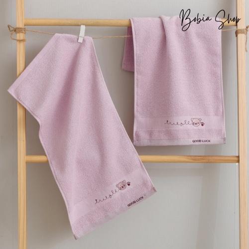 Khăn mặt cotton cho bé hình gấu nhỏ cute siêu dày dặn, siêu thấm hút, siêu mềm mại 50x25cm