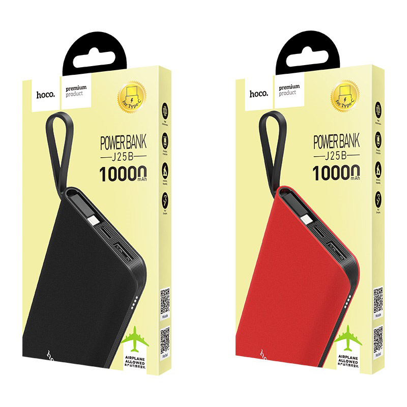 Pin sạc dự phòng 10000 mAh Hoco J25B tích hợp cáp sạc liền Type-C