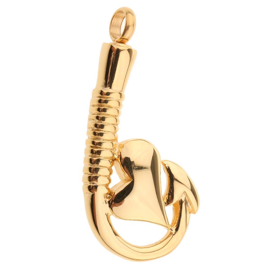 Stainless Steel Fish Hook Heart Pendant Cremation Keepsake