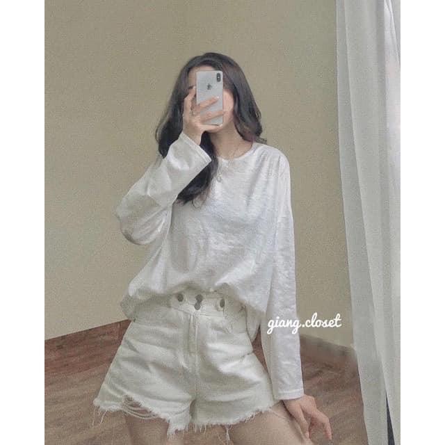 Áo thun dài tay cotton cổ tròn mùa thu Hàn Quốc nhiều màu Sollle