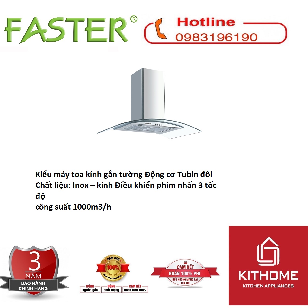 Máy Hút Mùi Faster FS 3388C2-70 - Hàng chính hãng