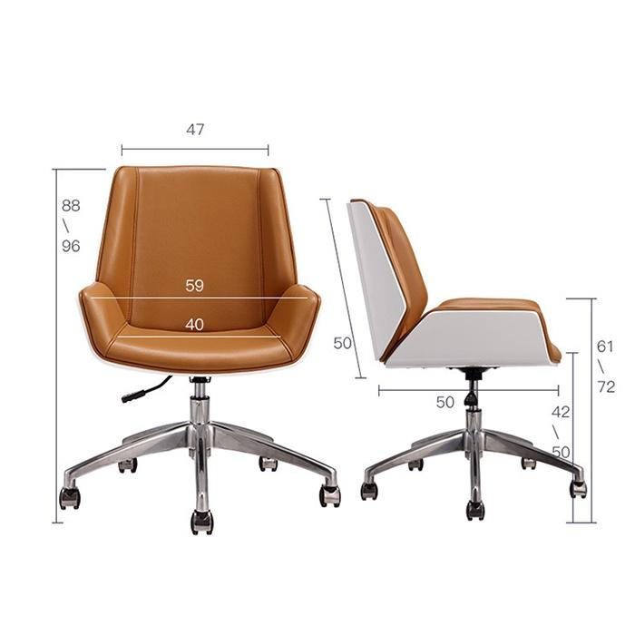 Ghế xoay văn phòng lưng vừa bề mặt bọc da Pu lưng ốp gỗ nguyên khối cao cấp phù hợp cho ghế làm việc văn phòng cho nhân viên và cấp lãnh đạo BJ031