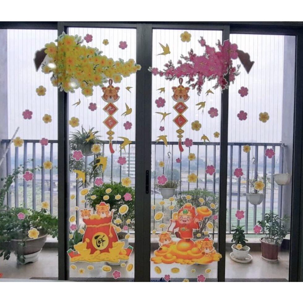 Decal tết 2022 dán cửa kính decor trang trí nhà cửa dán tường