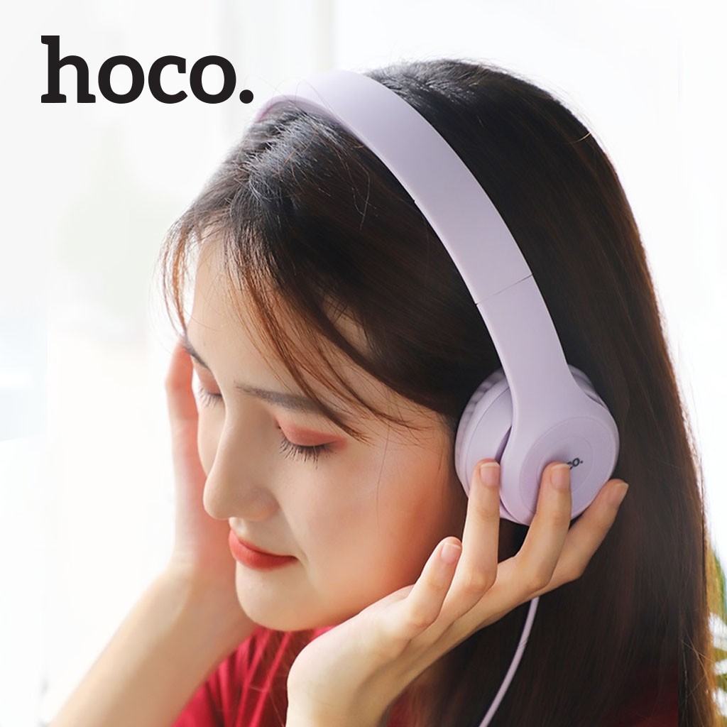 Tai nghe chụp tai/ Monitor Headphones - Hoco W21 - Jack 3.5mm, Loa ngoài 40mm, Mic đàm thoại, Dây dài 1.2m, Mút đệm chống ồn và chống đau tai - Màu ngẫu nhiên - Hàng chính hãng