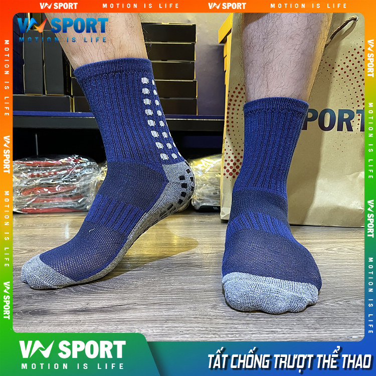 Tất Chống Trượt Thể Thao VNSPORT - TCT01, Vớ Thể Thao Có Silicone Chống Trượt Giày Khi Chạy Nhảy Vận Động Ở Cường Độ Cao