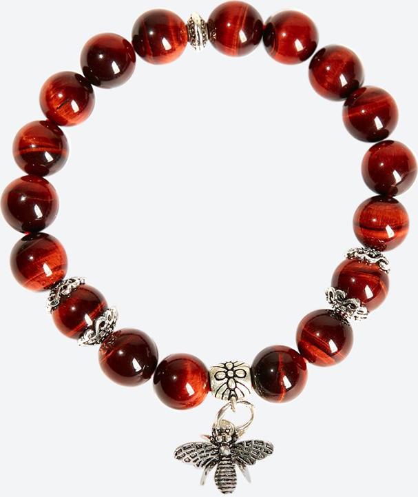 Vòng tay đá mắt hổ charm Ong Ngọc Quý Gemstones