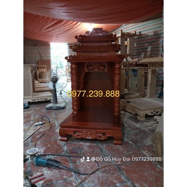Bàn thờ thần tài mái thái gỗ pơmu 61cm cánh gián